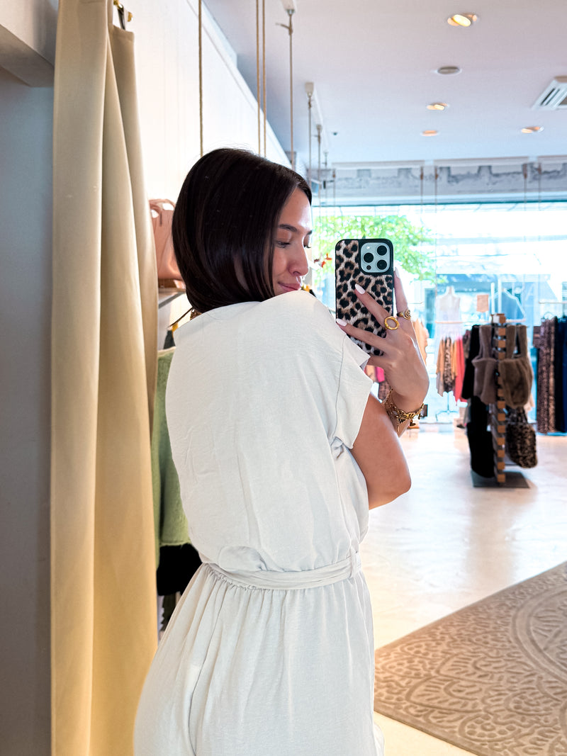 Jumpsuit mit Gürtel Beige