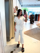 Jumpsuit mit Gürtel Beige