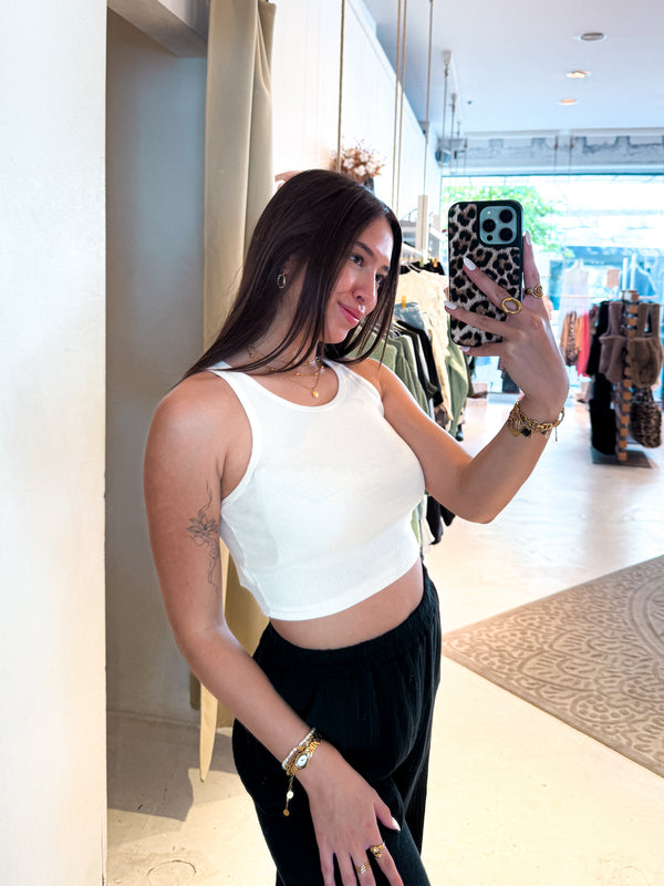 Basic Rib Top Beige