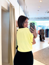 Cropped Bluse mit Knoten Gelb