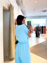 Jumpsuit mit Gürtel Hellblau