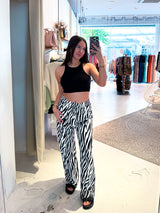Elastische Stoffhose mit Zebramuster