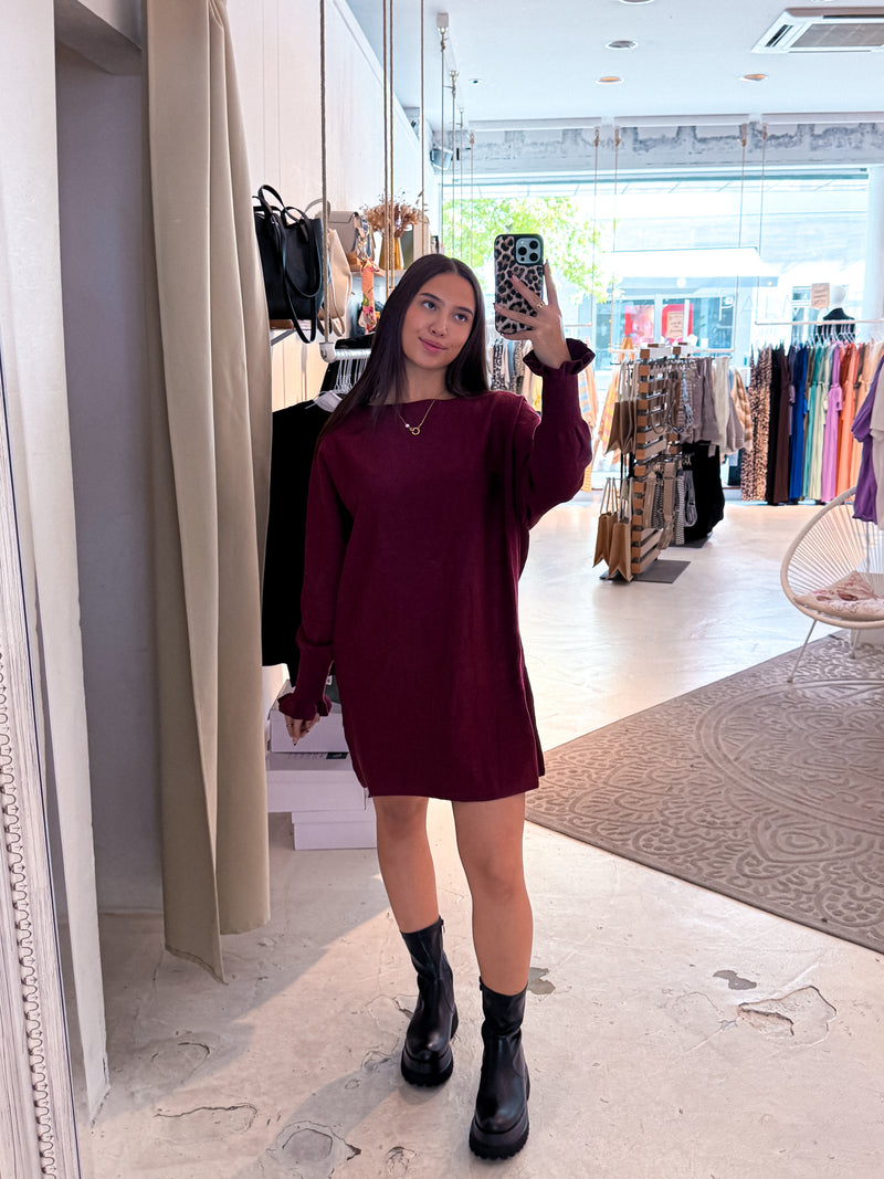 Pullover Kleid Weinrot