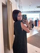 Maxikleid Glitzer mit Schlitz Braun