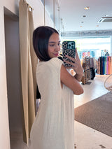 Maxikleid Glitzer mit Schlitz Beige