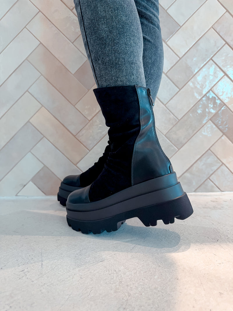 Boots mit Plateau Schwarz