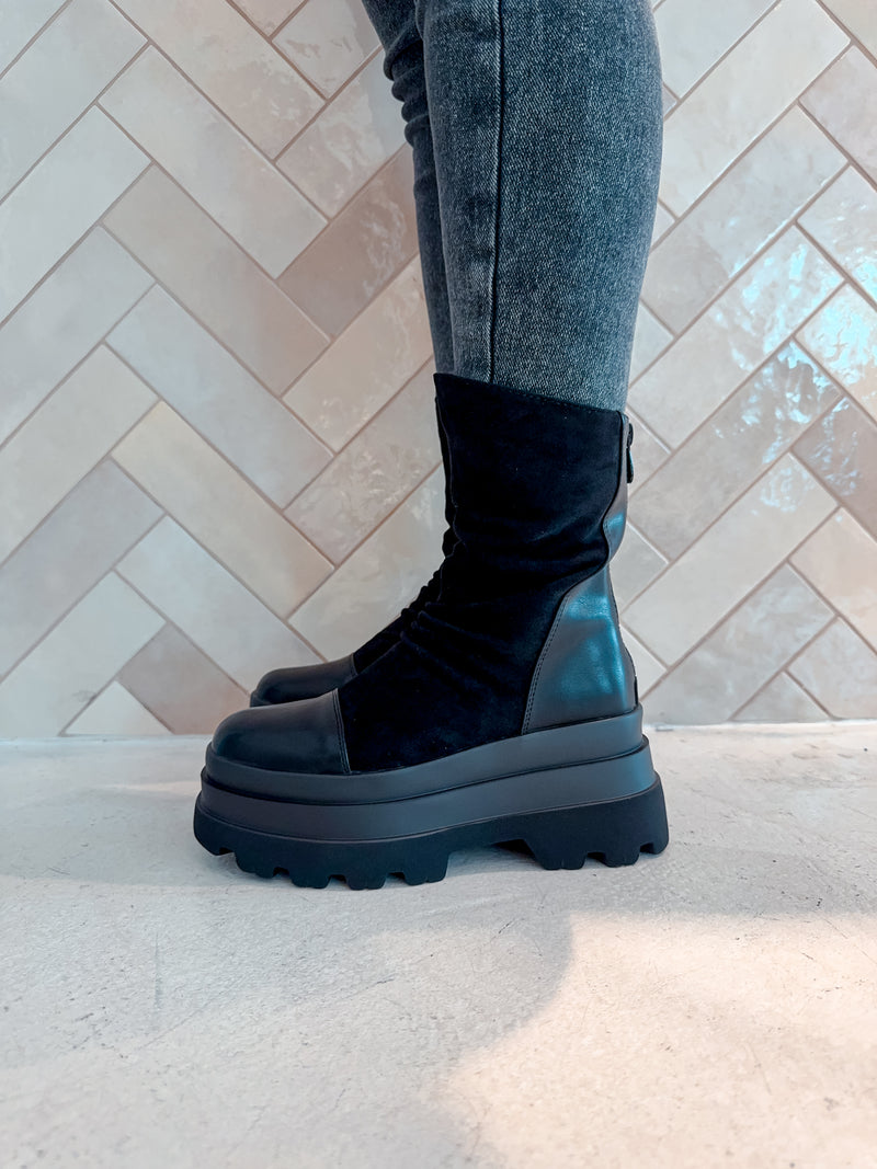 Boots mit Plateau Schwarz