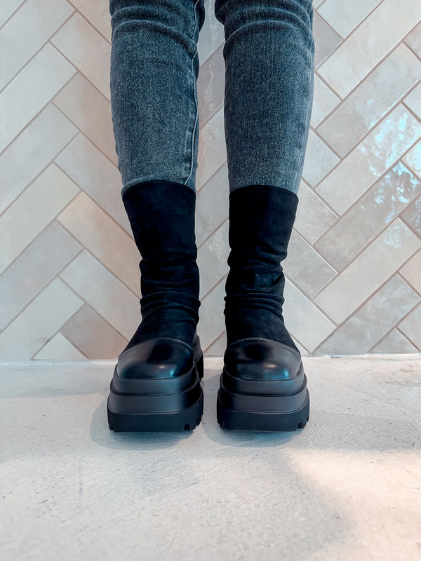 Boots mit Plateau Schwarz
