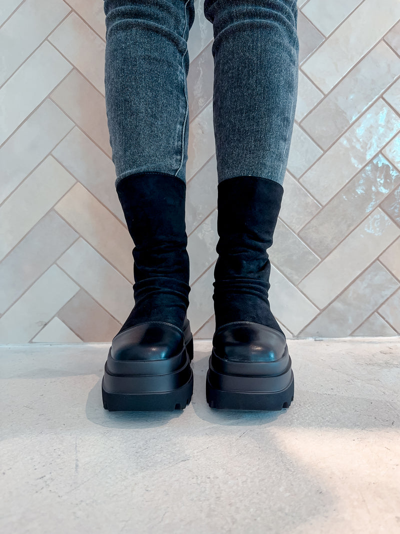 Boots mit Plateau Schwarz