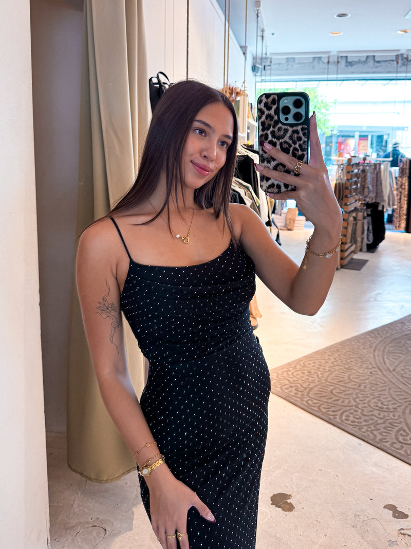 Kleid mit Steinchen Schwarz