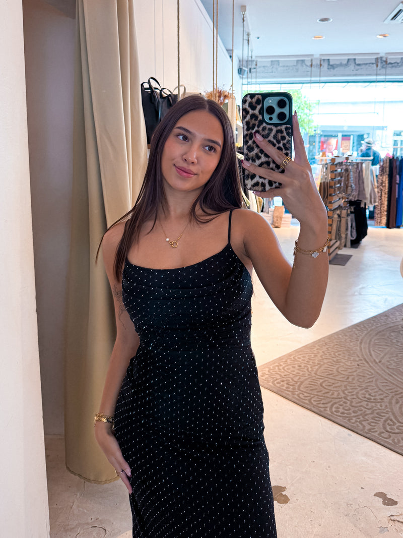 Kleid mit Steinchen Schwarz