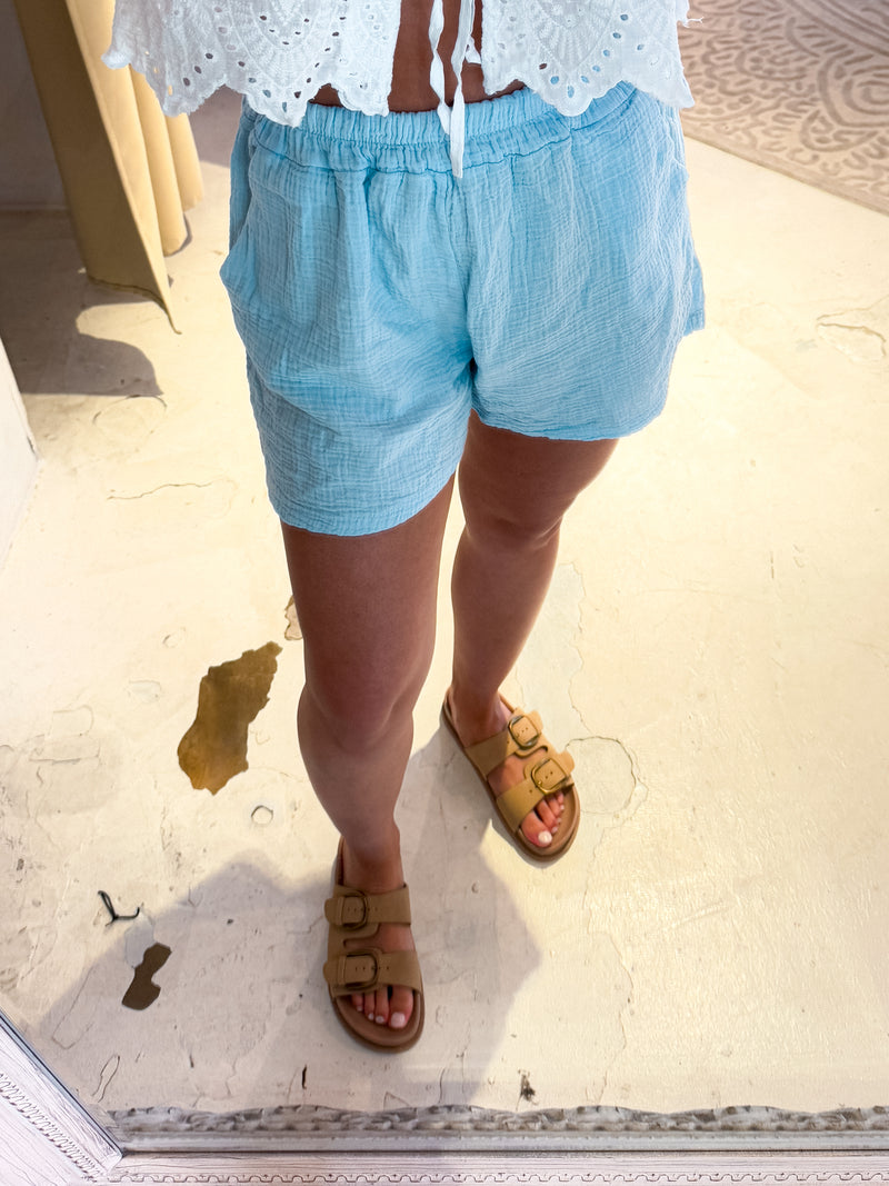 Waffle Short Hellblau