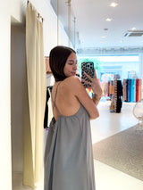 Maxikleid mit Spaghettiträgern Taupe