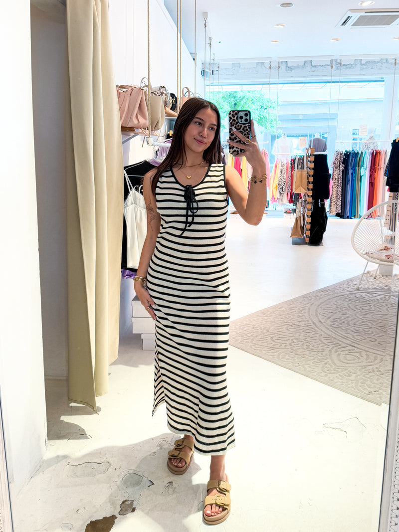 Maxikleid Gestreift Beige