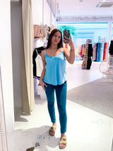 Top mit Spitze Hellblau