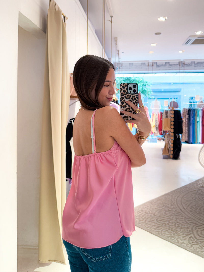 Top mit Spitze Pink