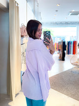 Kurze Waffle Bluse Flieder