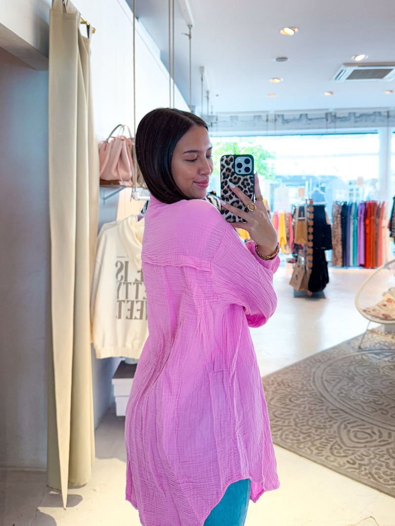 Waffle Bluse Pink