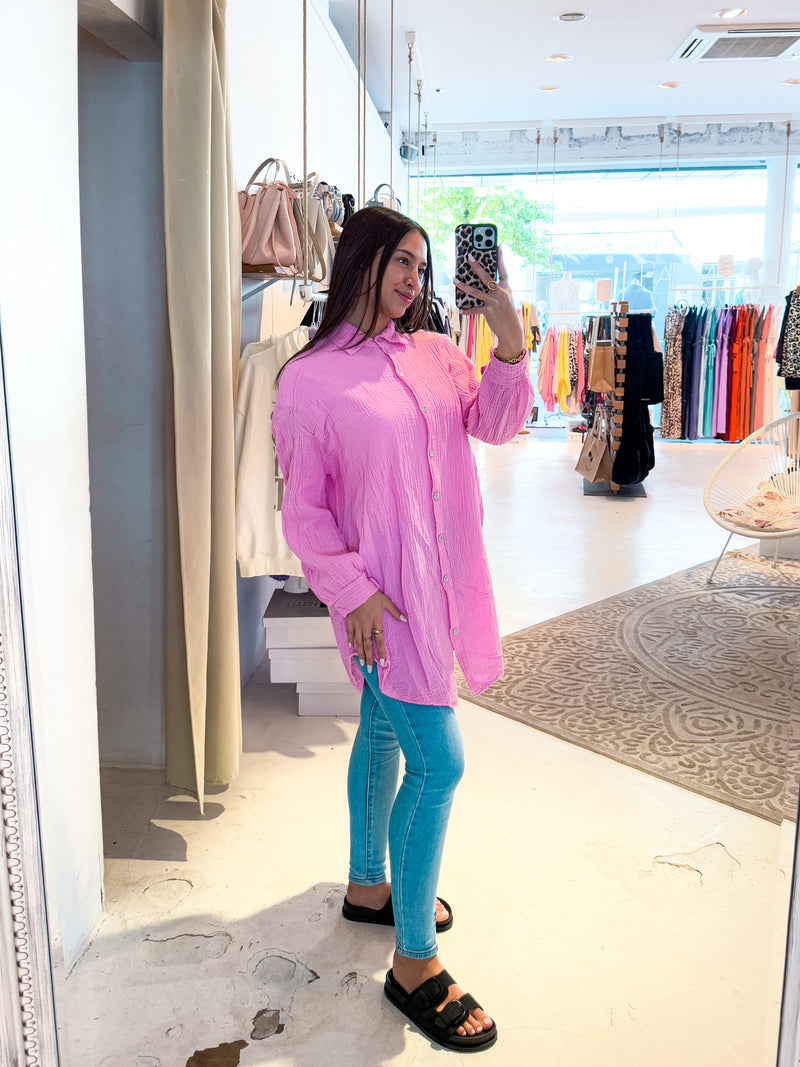 Waffle Bluse Pink