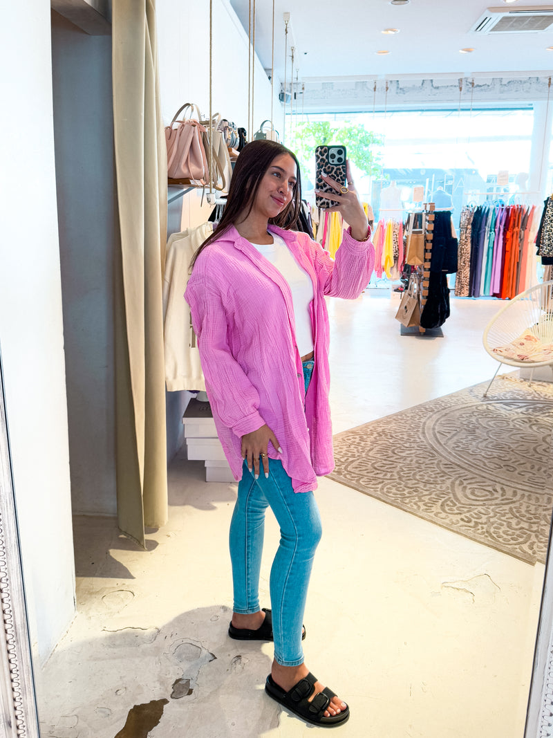 Waffle Bluse Pink