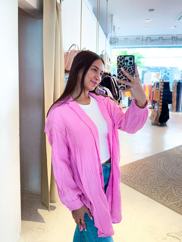 Waffle Bluse Pink