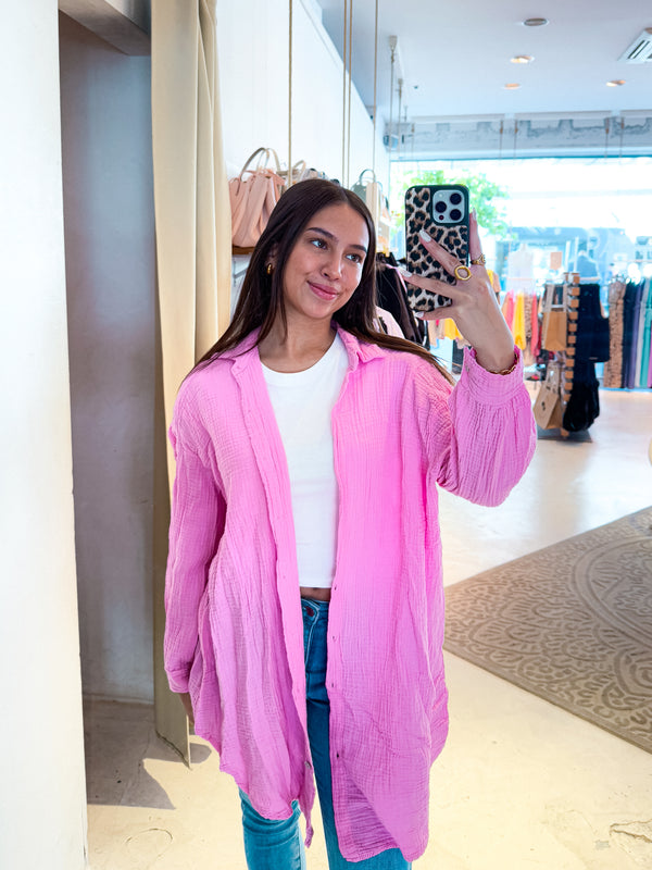 Waffle Bluse Pink