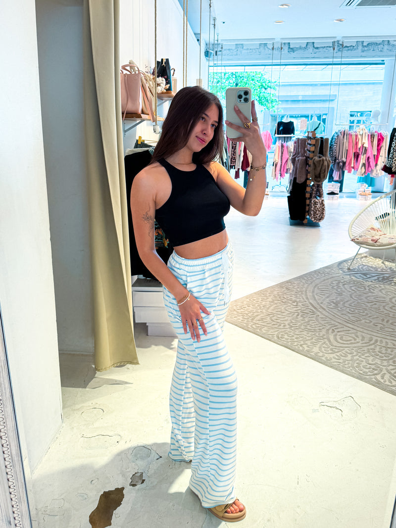 Stoffhose gestreift Weiß/Blau