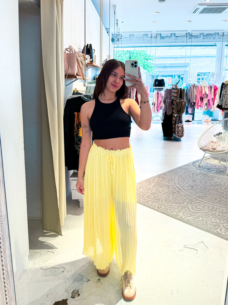 Plissee Hose Gelb