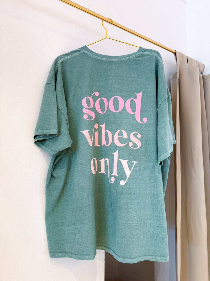 Good Vibes Only Oversized Tee Mint