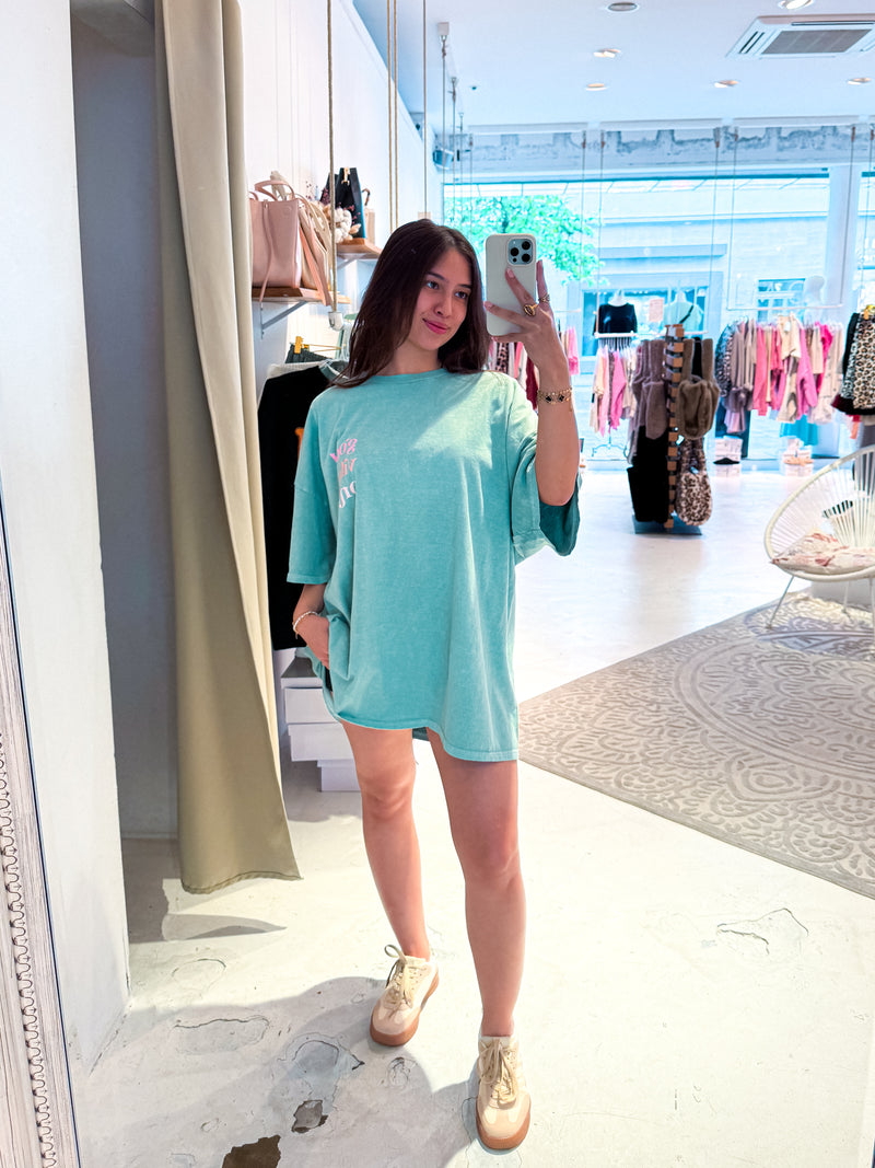 Good Vibes Only Oversized Tee Mint