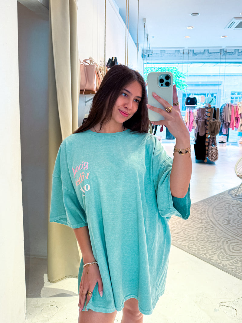 Good Vibes Only Oversized Tee Mint