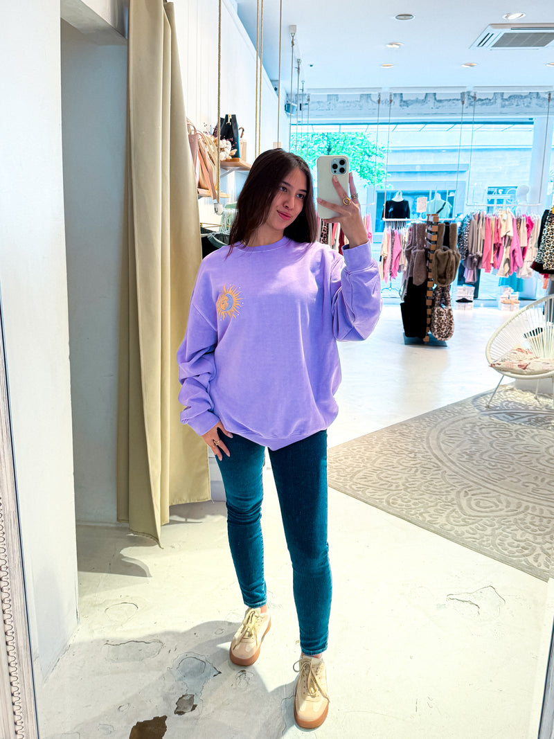 Sun and Moon Crew Neck Flieder