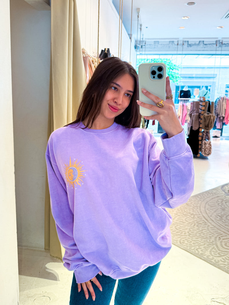 Sun and Moon Crew Neck Flieder