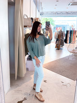 Dünner Strickpullover Olive
