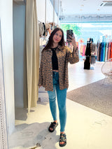 Jeanshemd mit Leomuster Camel
