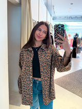 Jeanshemd mit Leomuster Camel