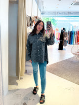 Jeanshemd mit Leomuster Grau