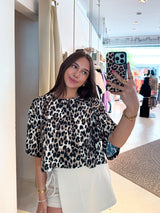 Cropped Shirt mit Leomuster