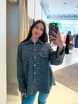 Jeanshemd mit Leomuster Grau