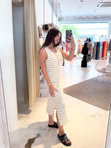 Maxikleid Gestreift Taupe