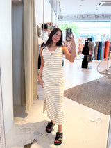 Maxikleid Gestreift Taupe