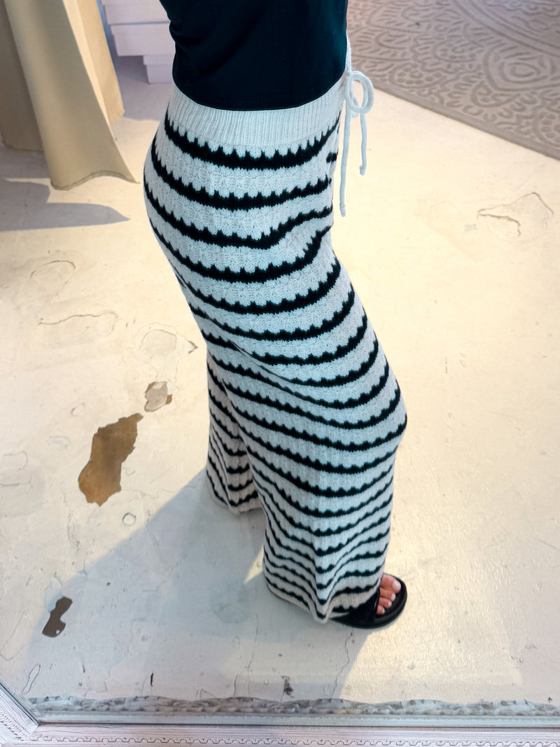 Strickhose mit Muster Beige