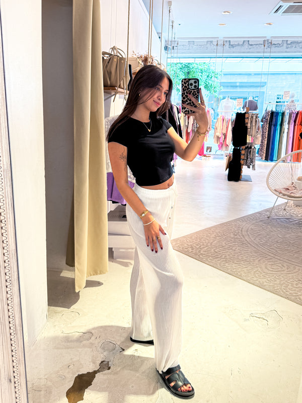 Feine Rib Hose Weiß