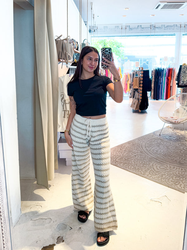 Strickhose mit Muster Taupe