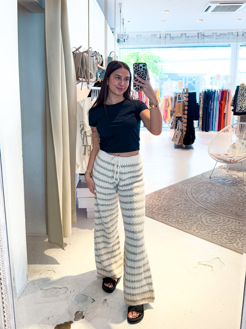 Strickhose mit Muster Taupe