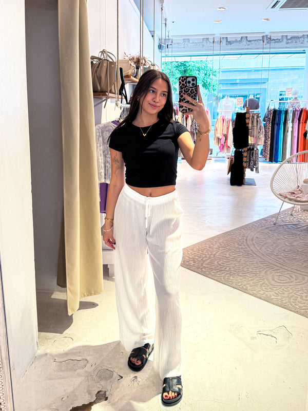 Feine Rib Hose Weiß