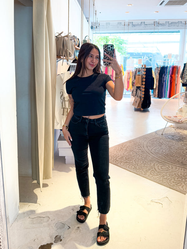 Mom Jeans Cut Schwarz