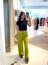Feine Rib Hose Hellgrün