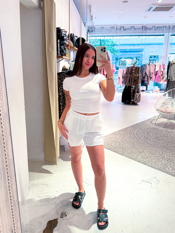 Waffle Short Weiß
