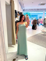 Maxikleid mit Spaghettiträgern Olive